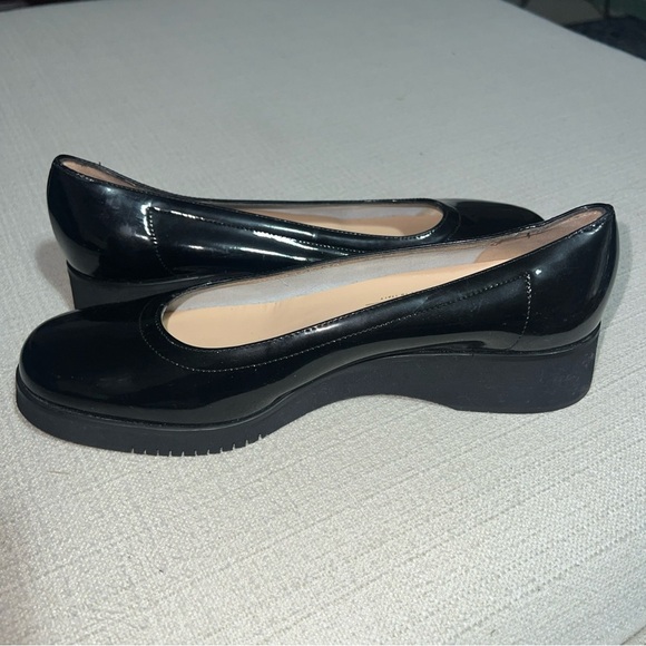 Salvatore Ferragamo Black Patent Leather Wedge Ballet Round Toe Wmn’s Sz 7.5B - Picture 7 of 12